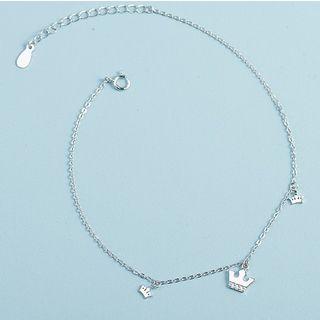 925 Sterling Silver Crown Anklet S925 Silver - One Size