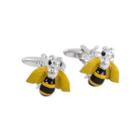 Fashion High-end Personality Yellow Bee Insect Shirt Cufflinks Silver - One Size