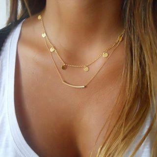Sequined Double-layered Choker