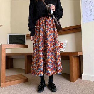 High-waist Flora Corduroy Skirt As Shown In Figure - One Size