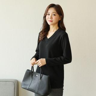 V-neck Faux-fur Lined T-shirt