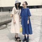 Plain Short-sleeve Loose-fit Dress