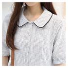 Puff-sleeve Plaid Shirtdress