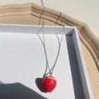 Strawberry Drop Necklace 1 Pc - Silver - One Size