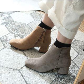 Chunky Heel Fleece-lined Ankle Boots