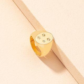 Star Rhinestone Alloy Ring Gold - One Size