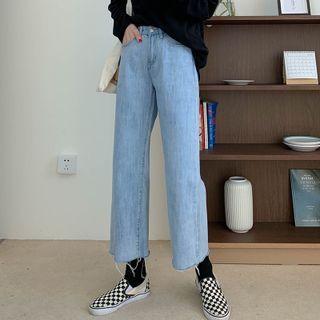 High Waist Wide Leg Cropped Jeans