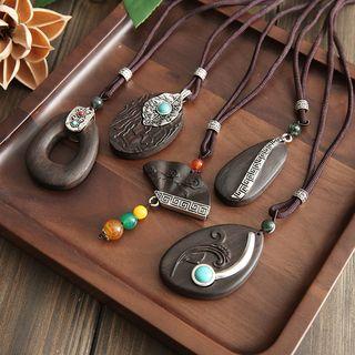 Metal Accent Wooden Necklace
