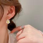 Flower Glaze Alloy Dangle Earring 1 Pair - Earrings - Silver Pin - Flower - White - One Size
