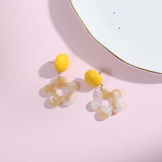 Sterling Silver Flower Drop Earrings  - Earring