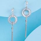 Gemstone Hoop Alloy Bar Dangle Earring 1 Pair - Silver - One Size