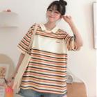 Loose-fit Short-sleeve Striped Polo Shirt