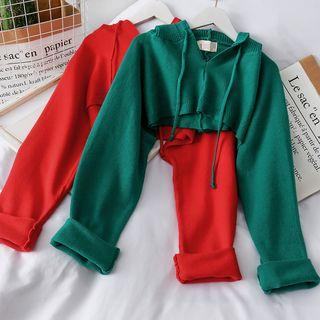 Cropped Hooded Knit Cape