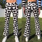 Heart Print Cropped Boot-cut Pants