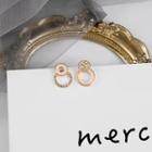 Non-matching Rhinestone Glaze Hoop Earring E2712 - 1 Pair - Gold - One Size