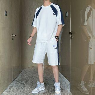 Set: Short-sleeve Two Tone T-shirt + Sweatshorts