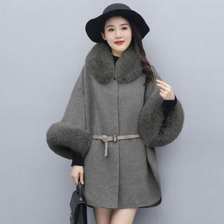 Fluffy Trim Cape Jacket