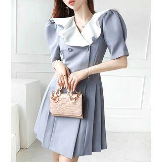 Ruffled Pleated Mini Blazer Dress
