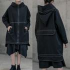 Stitching Hood Zip Jacket Black - One Size