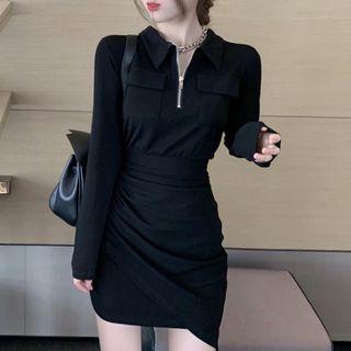 Asymmetrical Half-zip Polo Dress