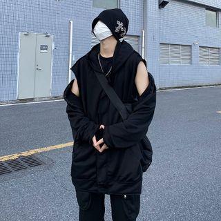 Detachable Sleeves Zip-up Hoodie