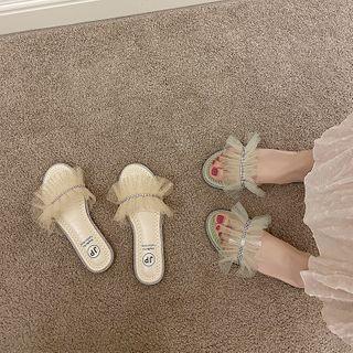 Frill Trim Rhinestone Sandals