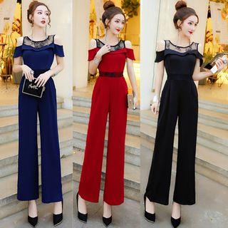 Cold-shoulder Lace Panel Jumpsuit