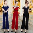 Cold-shoulder Lace Panel Jumpsuit