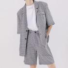 Houndstooth Short Sleeve Blazer / Straight Leg Dress Shorts