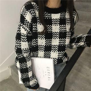 Check Chunky Knit Sweater
