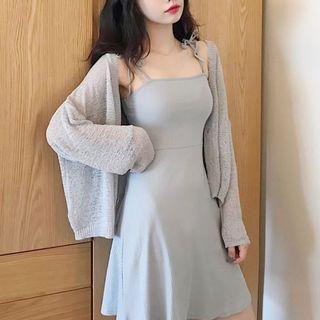 Spagehetti Strap Dress / Open Front Cardigan
