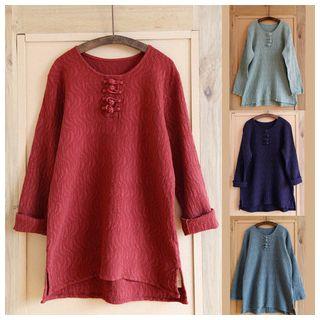 Chinese Knot Buttoned Long-sleeve Top