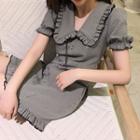 Short-sleeve Houndstooth Shirtdress