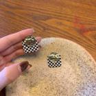 Checkerboard Earring 1 Pair - 925 Silver - Check - Black & White - One Size