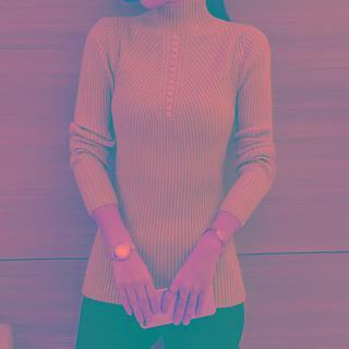 Plain Mock-neck Knit Sweatshirt