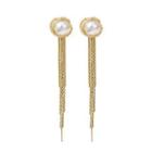 Faux Pearl Alloy Fringed Earring E1588 - Gold - One Size