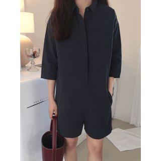 Hidden-button Cotton Playsuit