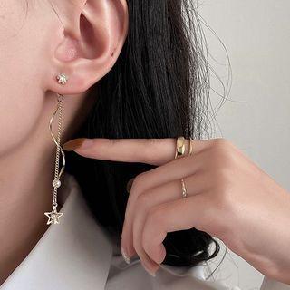 Star Faux Pearl Fringed Earring 1 Pair - Gold - One Size