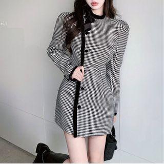 Details Houndstooth Mini Dress Jacket