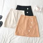 Square Buttoned Mini Pencil Skirt