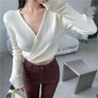 V-neck Wrapped Knit Crop Top