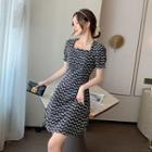Short-sleeve Pattern Mini A-line Dress
