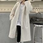 Zip-up Fleece Hooded Midi Coat