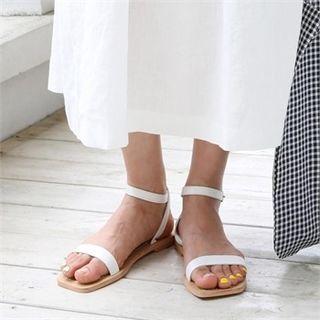 Faux-leather Ankle-strap Sandals