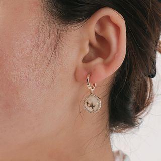 Star Faux Cat Eye Stone Alloy Dangle Earring 1 Pair - Gold - One Size