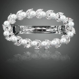 Faux Pearl Oval Hair Clip Platinum - One Size