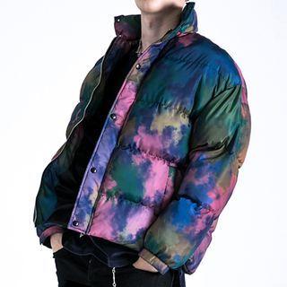 Stand-collar Tie-dye Padded Jacket