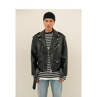 Couple-matching Faux Leather Biker Jacket