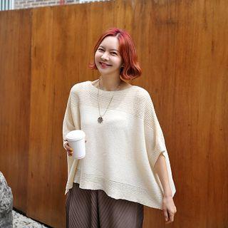 Rib-knit Poncho Top