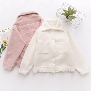 Faux Fur Lettering Single-breasted Jacket